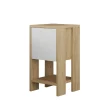Table de chevet étroite décor bois porte blanche MARFA