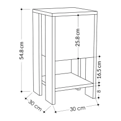 Table de chevet étroite décor bois porte blanche MARFA