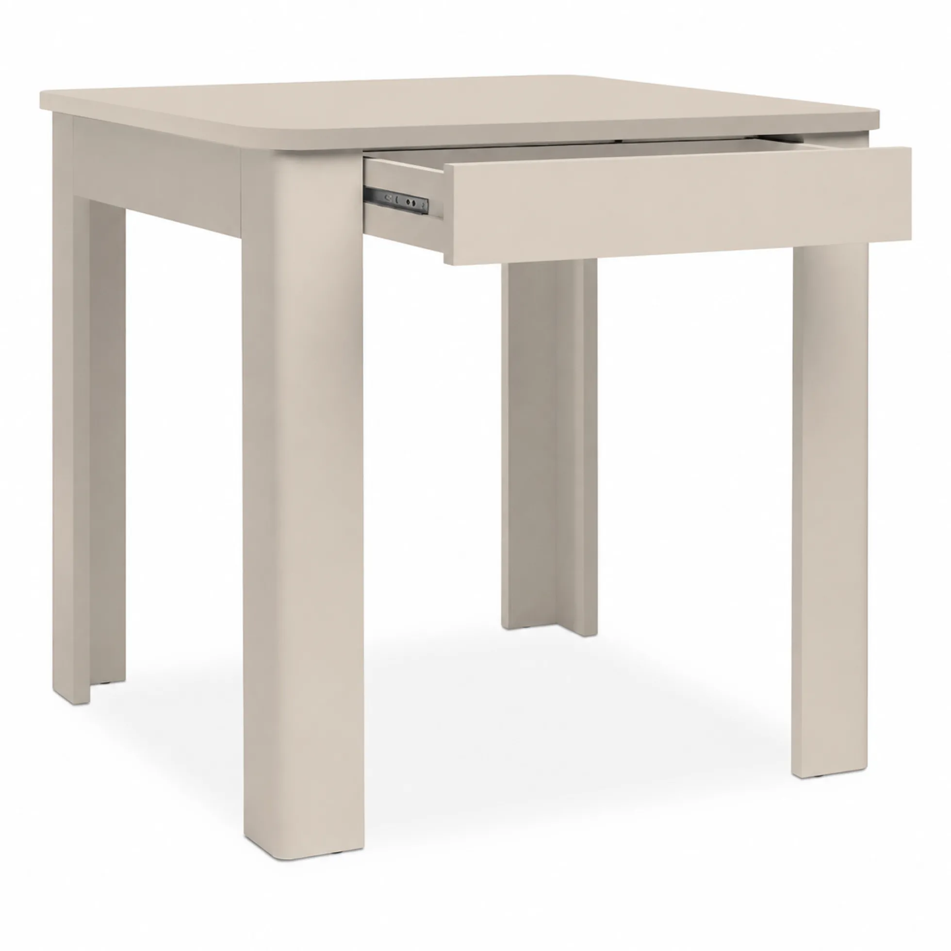 Table de cuisine carrée beige avec tiroir à couverts ALVA