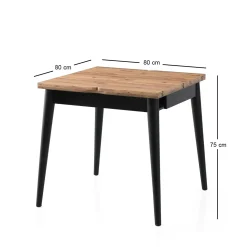 Table de cuisine extensible effet pin 80-160 cm UMEA