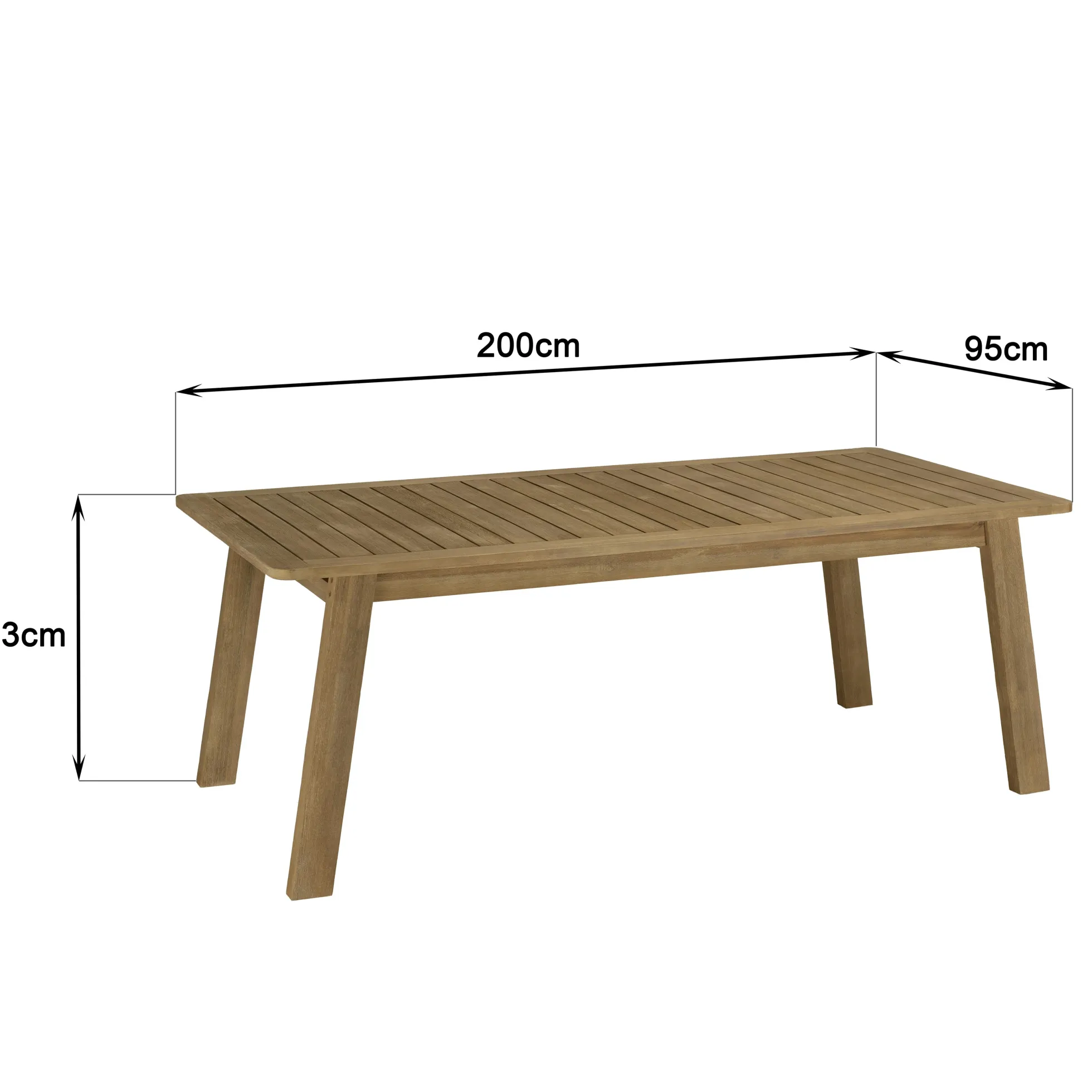Table de jardin acacia naturel 200 cm BAHIA
