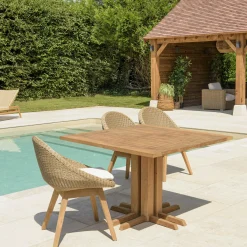 Table de jardin carrée teck recyclé naturel 110x110 MANY