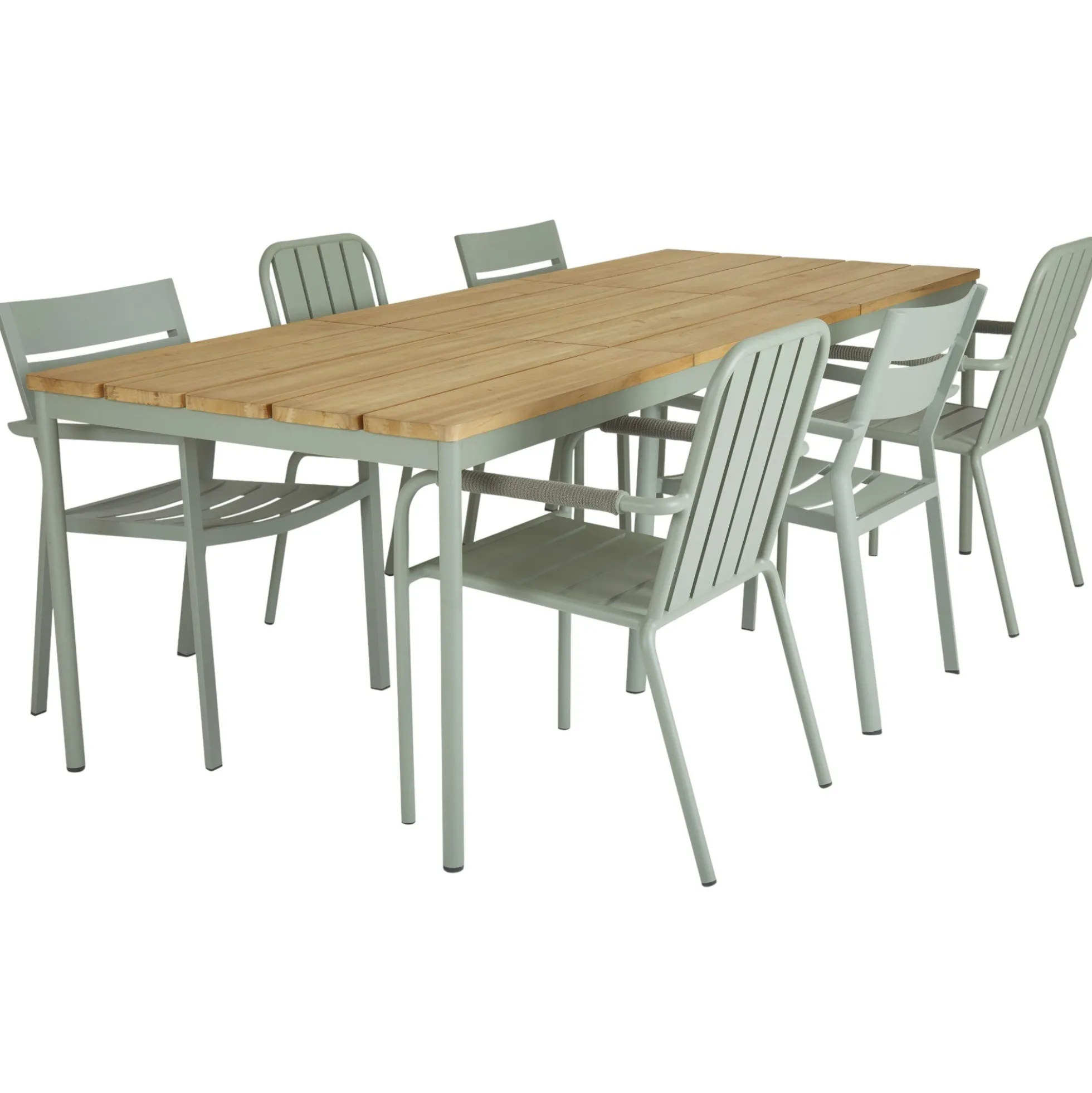Table de jardin en aluminium vert argile et teck 238 cm OSLO