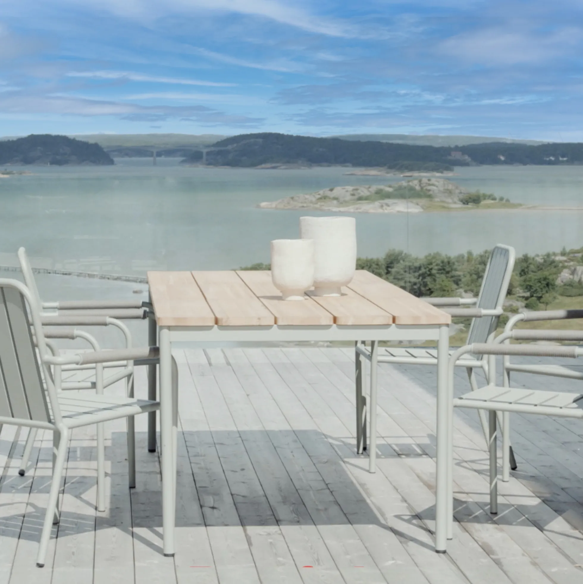 Table de jardin en aluminium vert argile et teck 238 cm OSLO