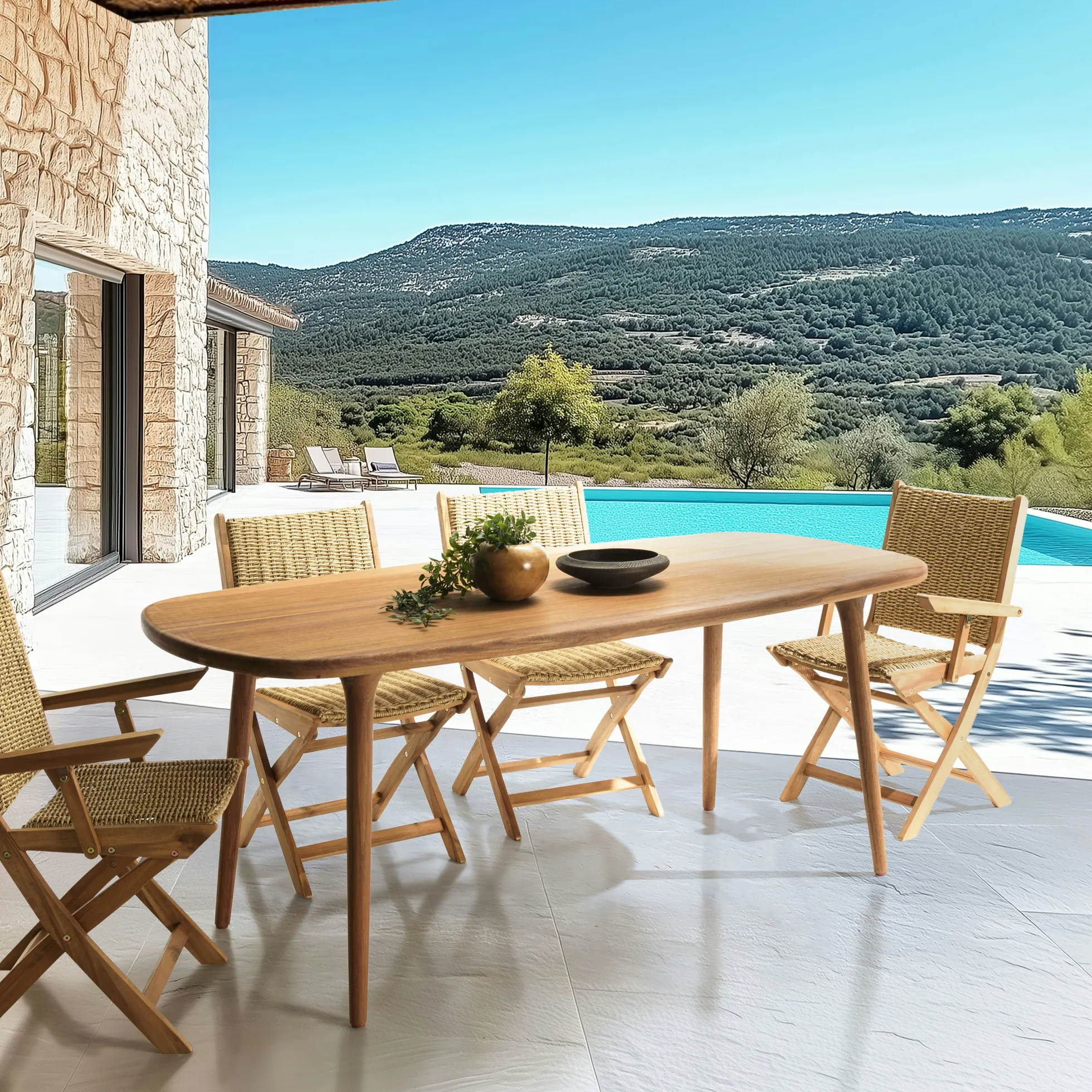 Table de jardin en bois d'Angélique huilé 200x90cm OSTIA