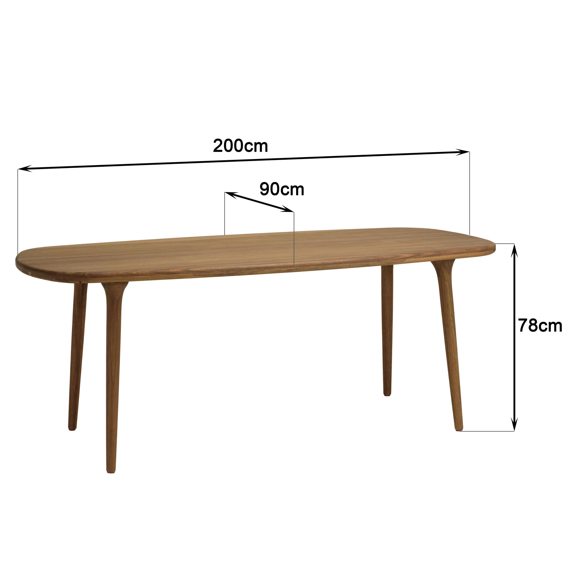 Table de jardin en bois d'Angélique huilé 200x90cm OSTIA