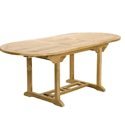 Table de jardin en teck brut ovale extensible 120/180x90x75cm SUMMER