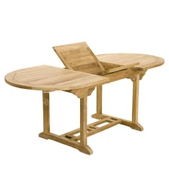 Table de jardin en teck brut ovale extensible 120/180x90x75cm SUMMER