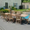Table de jardin en teck brut rectangle extensible 200/300x120x76cm SUMMER