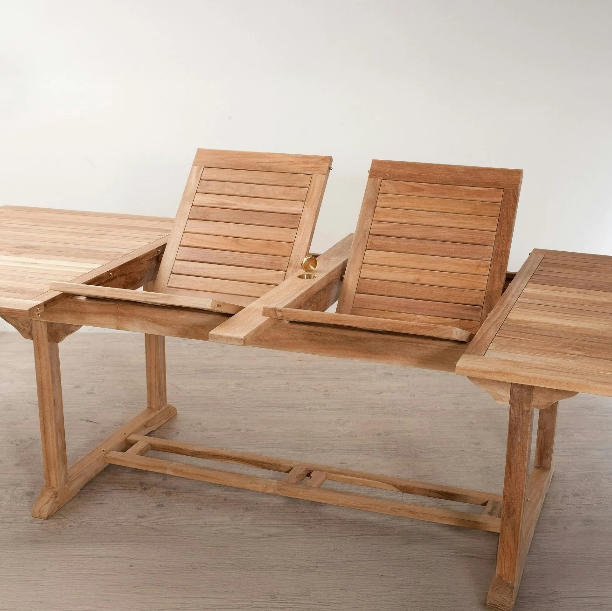 Table de jardin en teck brut rectangle extensible 200/300x120x76cm SUMMER