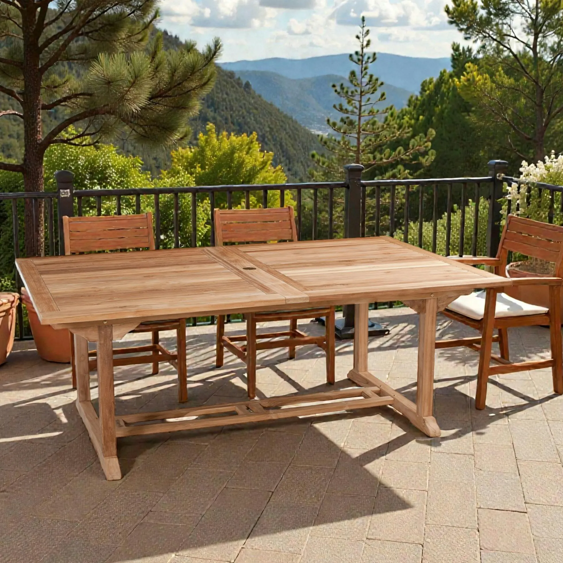 Table de jardin en teck brut rectangle extensible 200/300x120x76cm SUMMER