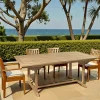 Table de jardin en teck brut rectangle extensible 120/180x90x75cm SUMMER