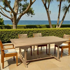 Table de jardin en teck brut rectangle extensible 120/180x90x75cm SUMMER