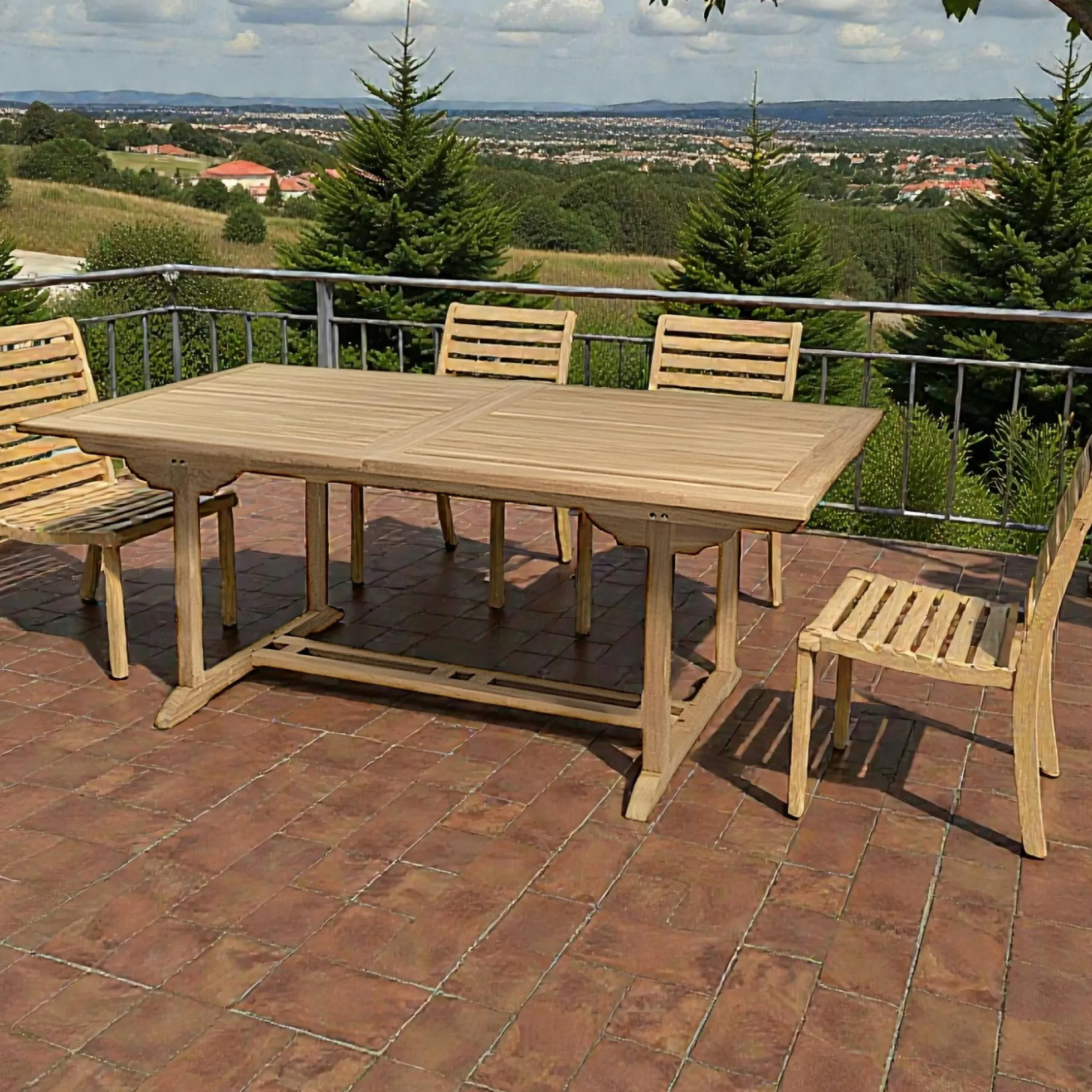 Table de jardin en teck brut rectangle extensible 120/180x90x75cm SUMMER
