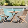 Table de jardin en Teck brut ronde pliante 80cm SUMMER