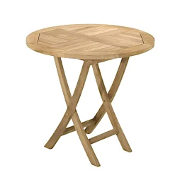 Table de jardin en Teck brut ronde pliante 80cm SUMMER