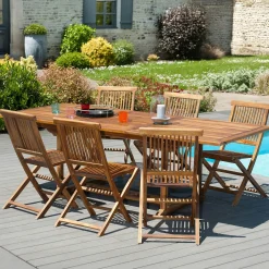 Table de jardin en teck huilé rectangle extensible 180/240x100x75 MACAO