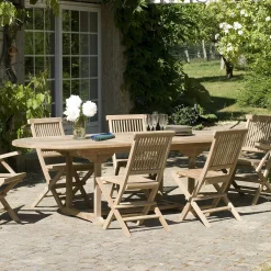 Table de jardin en Teck ovale extensible 180/240x100cm SUMMER