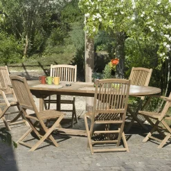 Table de jardin en Teck ovale extensible 150/200X90cm SUMMER
