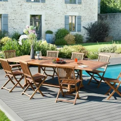 Table de jardin extensible en Teck huilé massif 200/300x120x75cm MACAO