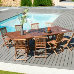 Table de jardin extensible en Teck huilé massif 200/300x120x75cm MACAO