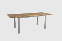 Table de jardin extensible en aluminium gris sable et teck 194/252 cm OSLO