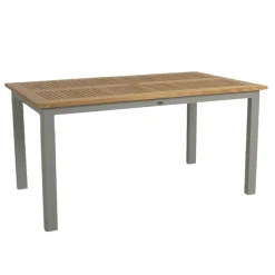 Table de jardin extensible en aluminium gris sable et teck 194/252 cm OSLO