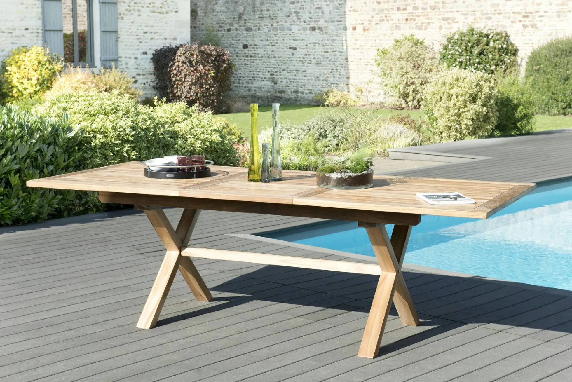Table de Jardin extensible Teck 180/240x100x75cm SUMMER ref. 30020807