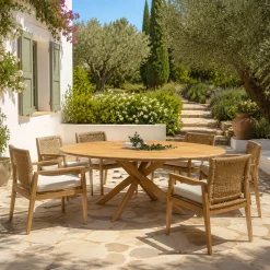 Table de jardin ovale 240 cm en teck recyclé ORIA