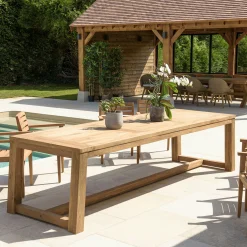 Table de jardin pieds inclinés teck recyclé naturel 300 cm MANY