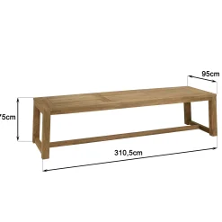 Table de jardin pieds inclinés teck recyclé naturel 300 cm MANY