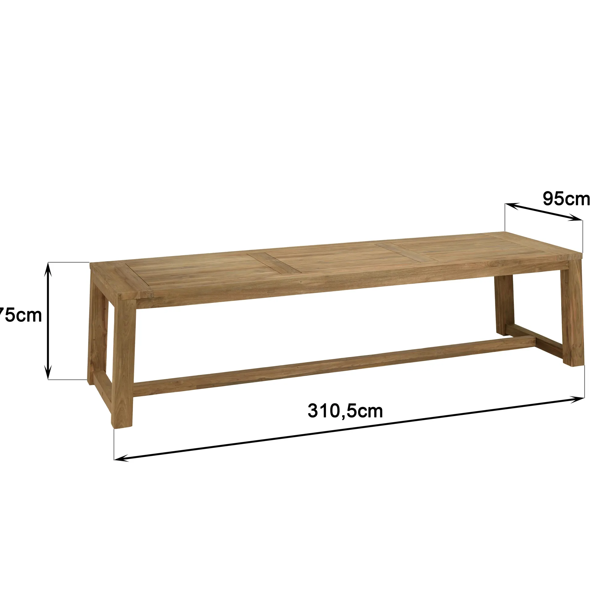 Table de jardin pieds inclinés teck recyclé naturel 300 cm MANY