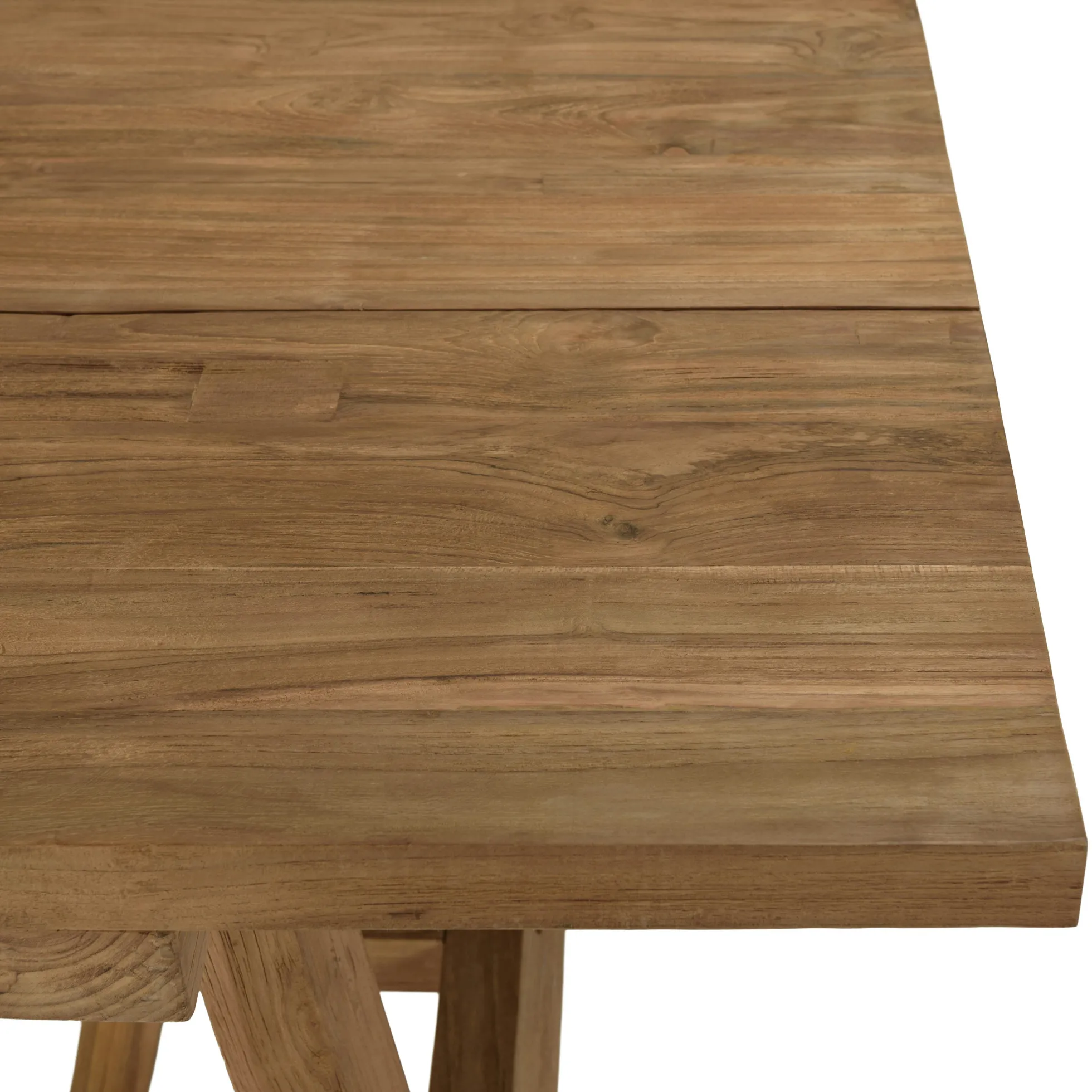 Table de jardin pieds tréteaux teck recyclé naturel 220 cm MANY