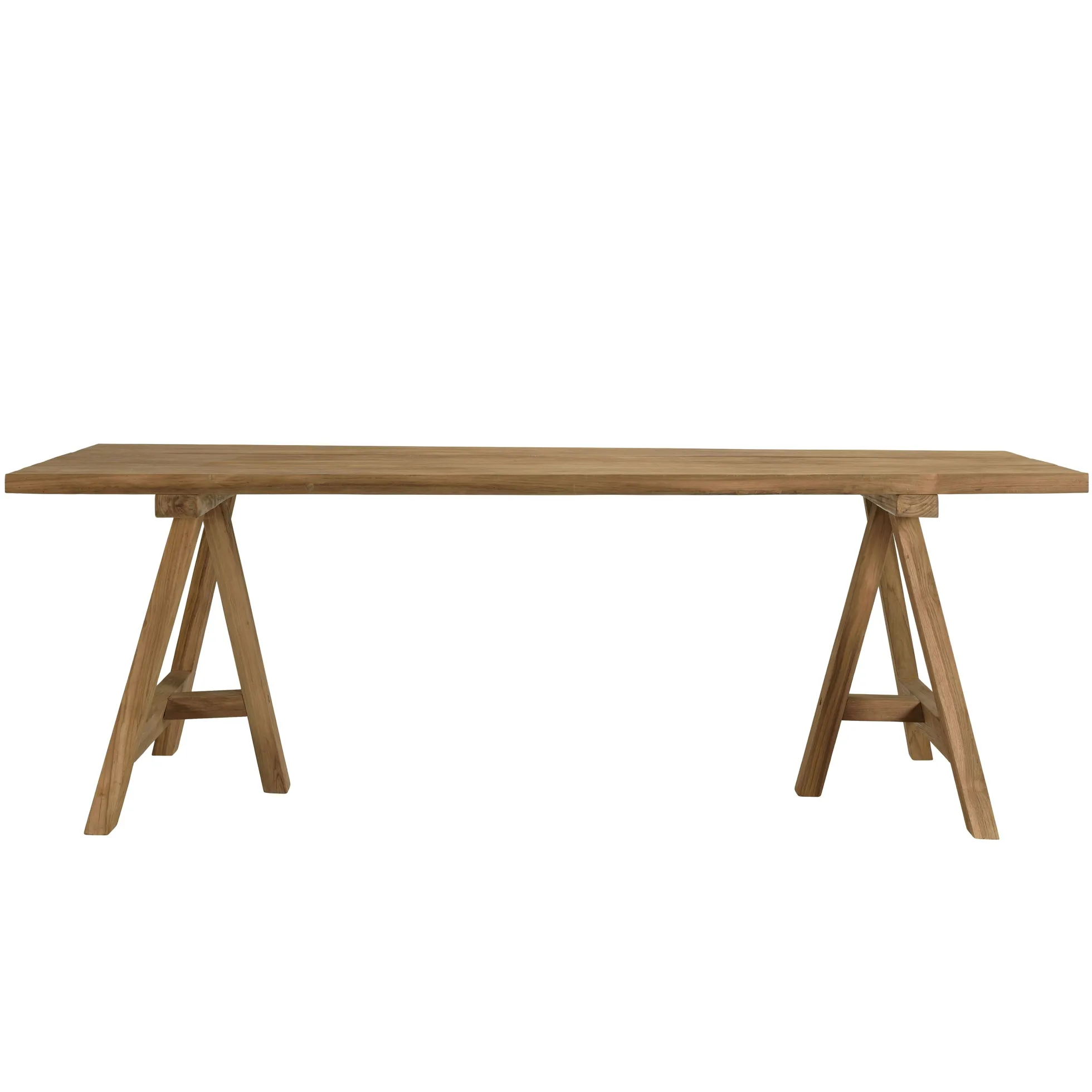 Table de jardin pieds tréteaux teck recyclé naturel 220 cm MANY