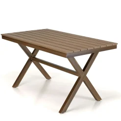 Table de jardin rectangulaire 140 cm couleur bois ajouré GIJON