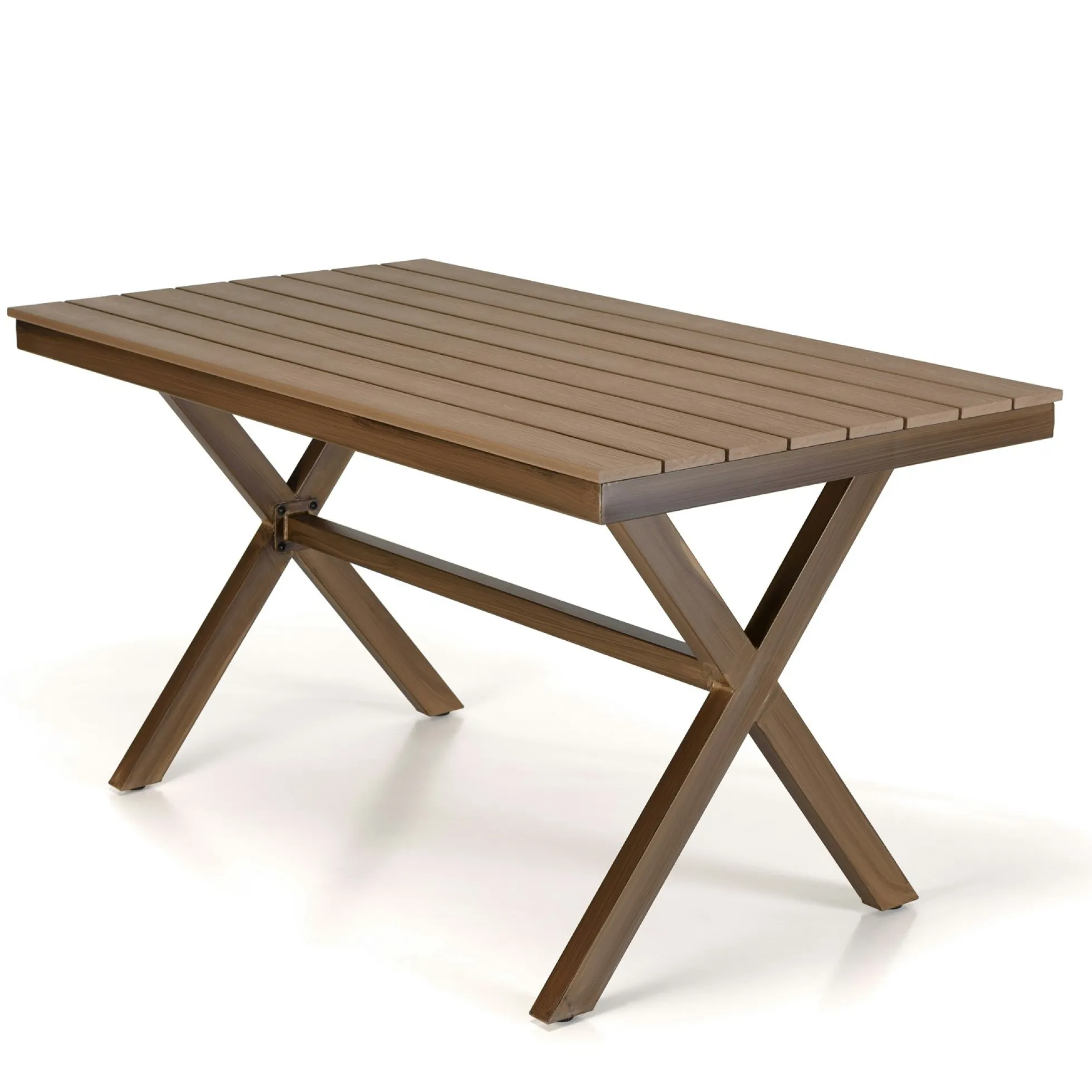 Table de jardin rectangulaire 140 cm couleur bois ajouré GIJON