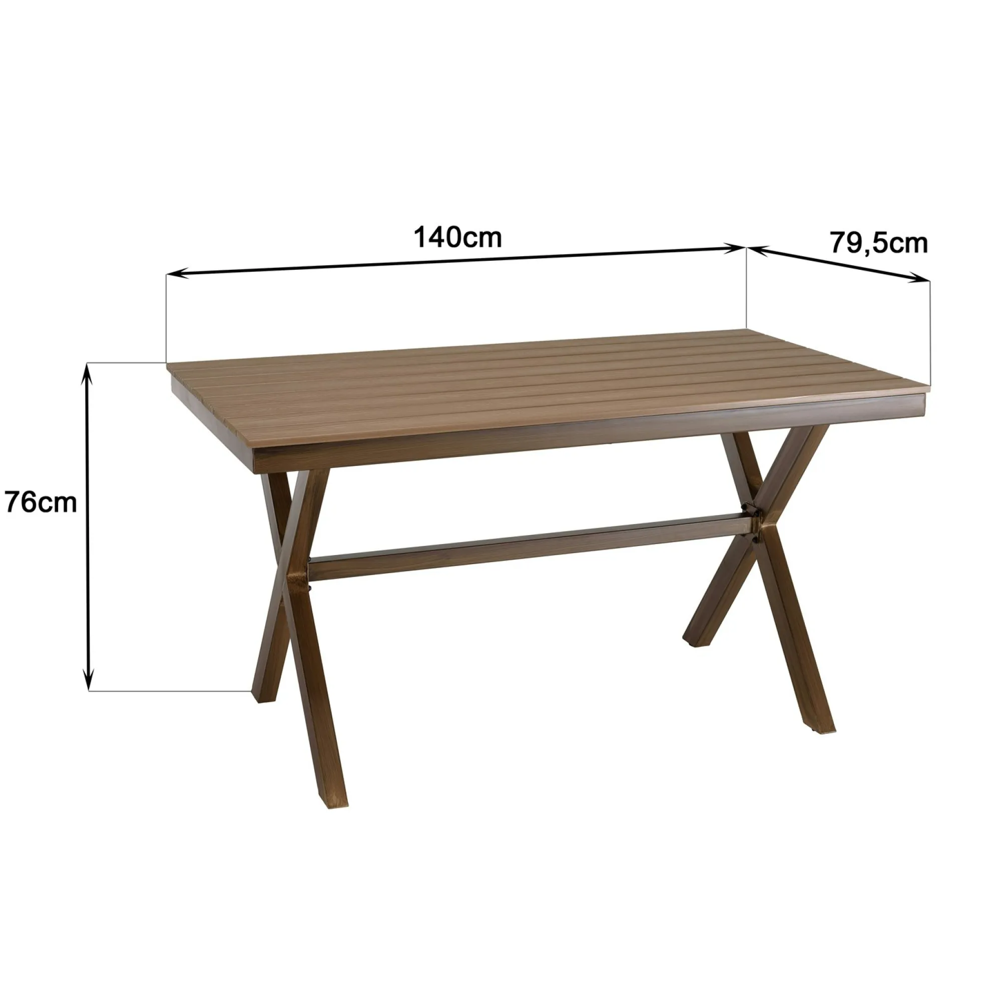 Table de jardin rectangulaire 140 cm couleur bois ajouré GIJON