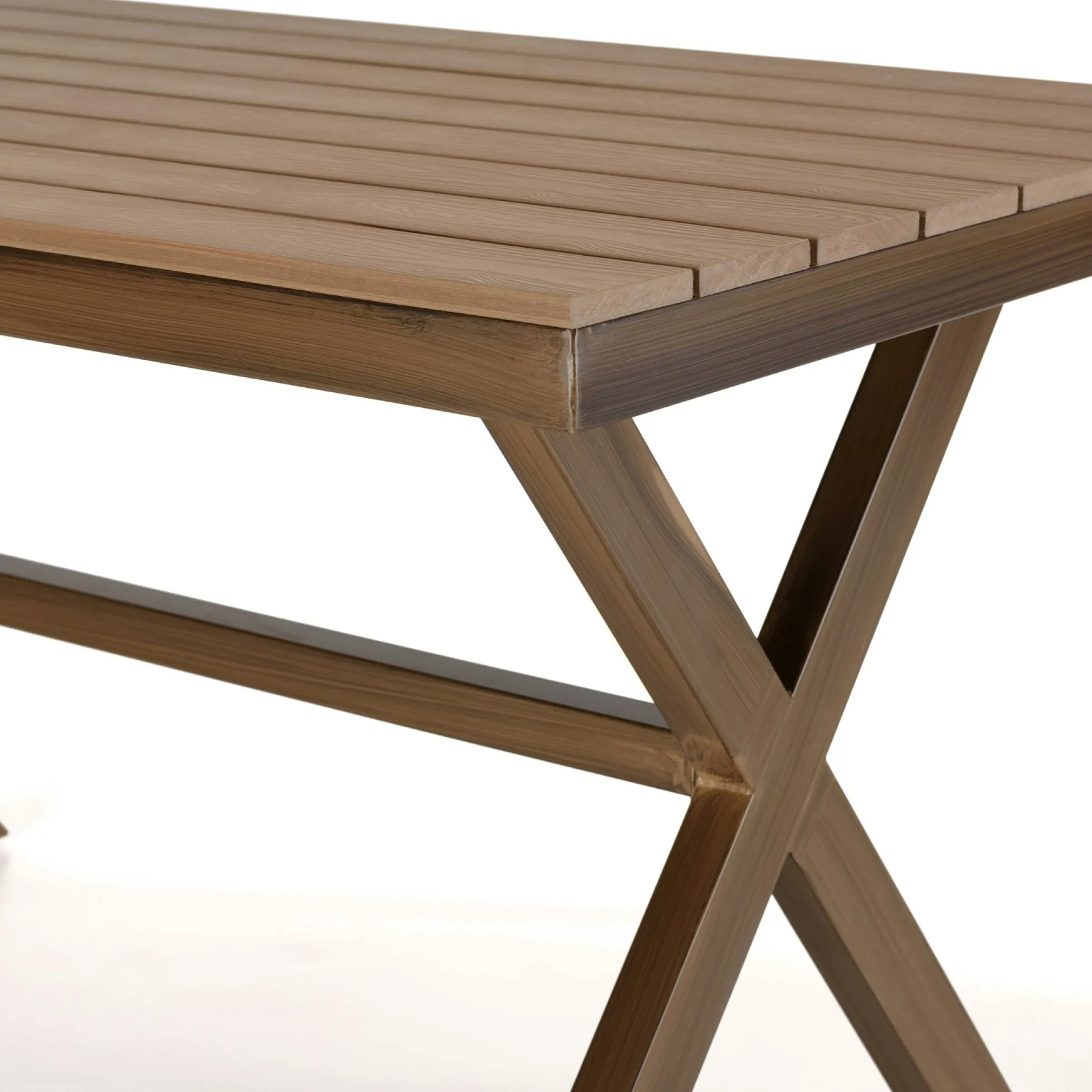 Table de jardin rectangulaire 140 cm couleur bois ajouré GIJON