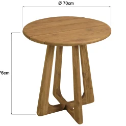 Table de jardin ronde 70 cm en teck recyclé ORIA