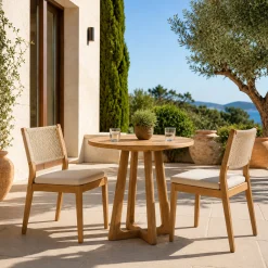 Table de jardin ronde 70 cm en teck recyclé ORIA