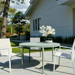 Table de jardin ronde en aluminium vert argile Ø 130 cm STOCKHOLM