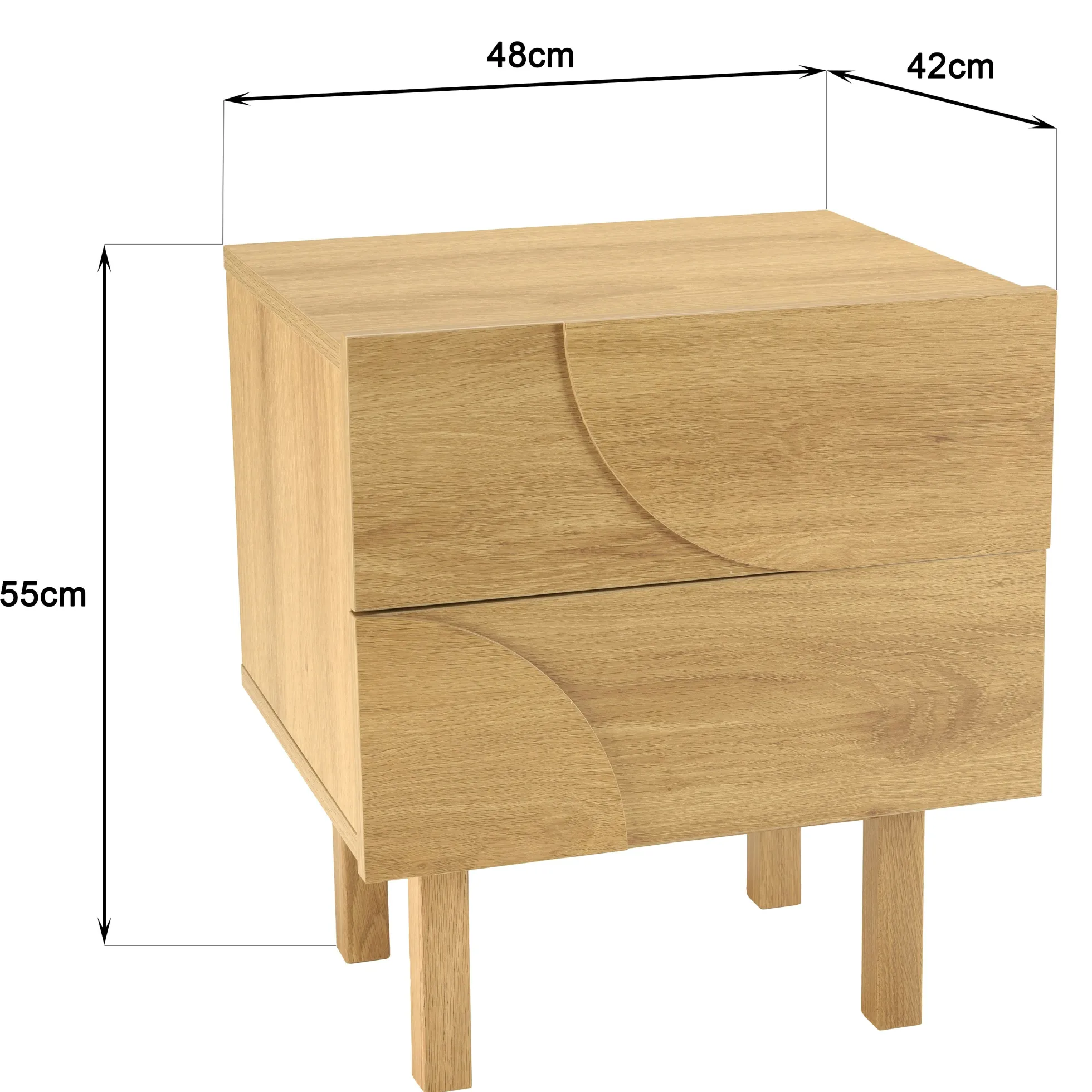 Table de nuit bois clair décor graphique DANBA