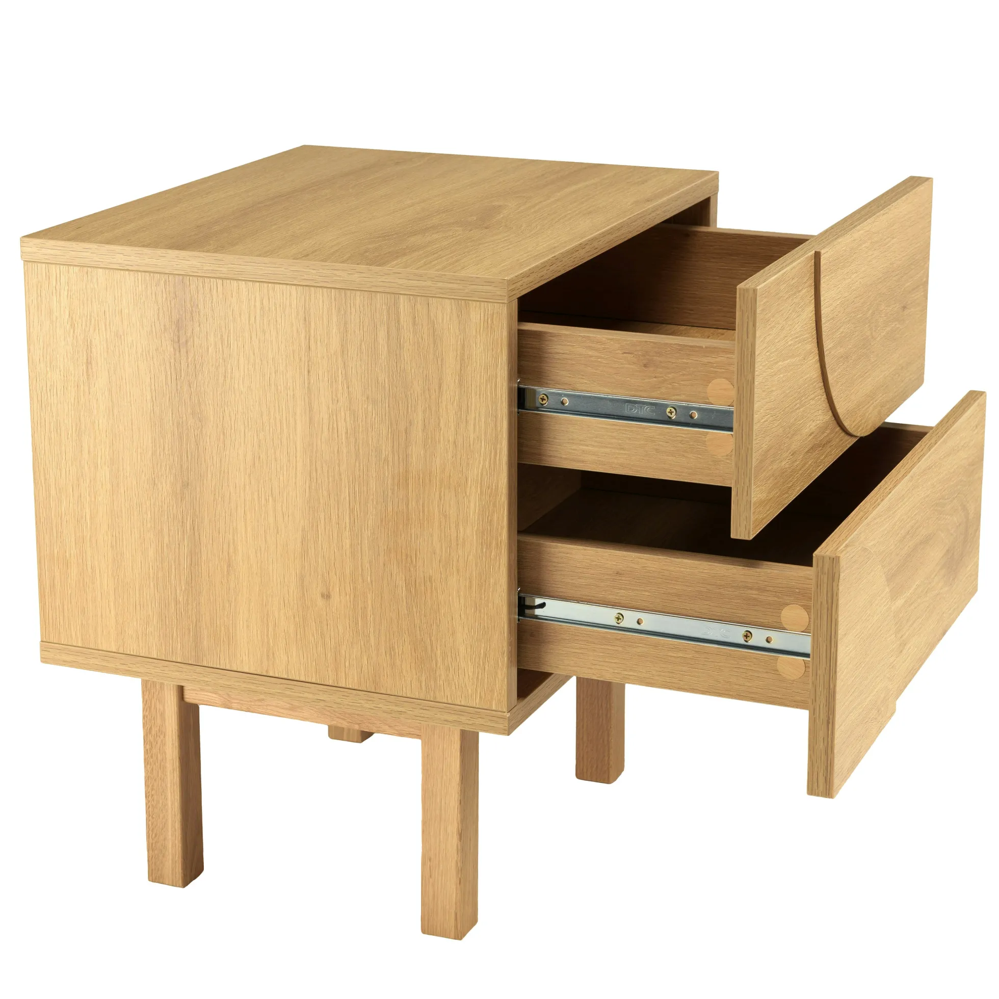 Table de nuit bois clair décor graphique DANBA