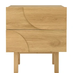 Table de nuit bois clair décor graphique DANBA