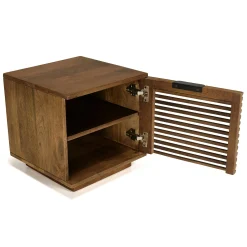 Table de nuit bois de manguier 1 grande porte ajourée KANHA