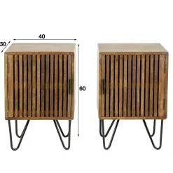 Table de nuit en bois de manguier strié (ensemble de 2) DELHI