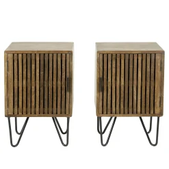Table de nuit en bois de manguier strié (ensemble de 2) DELHI