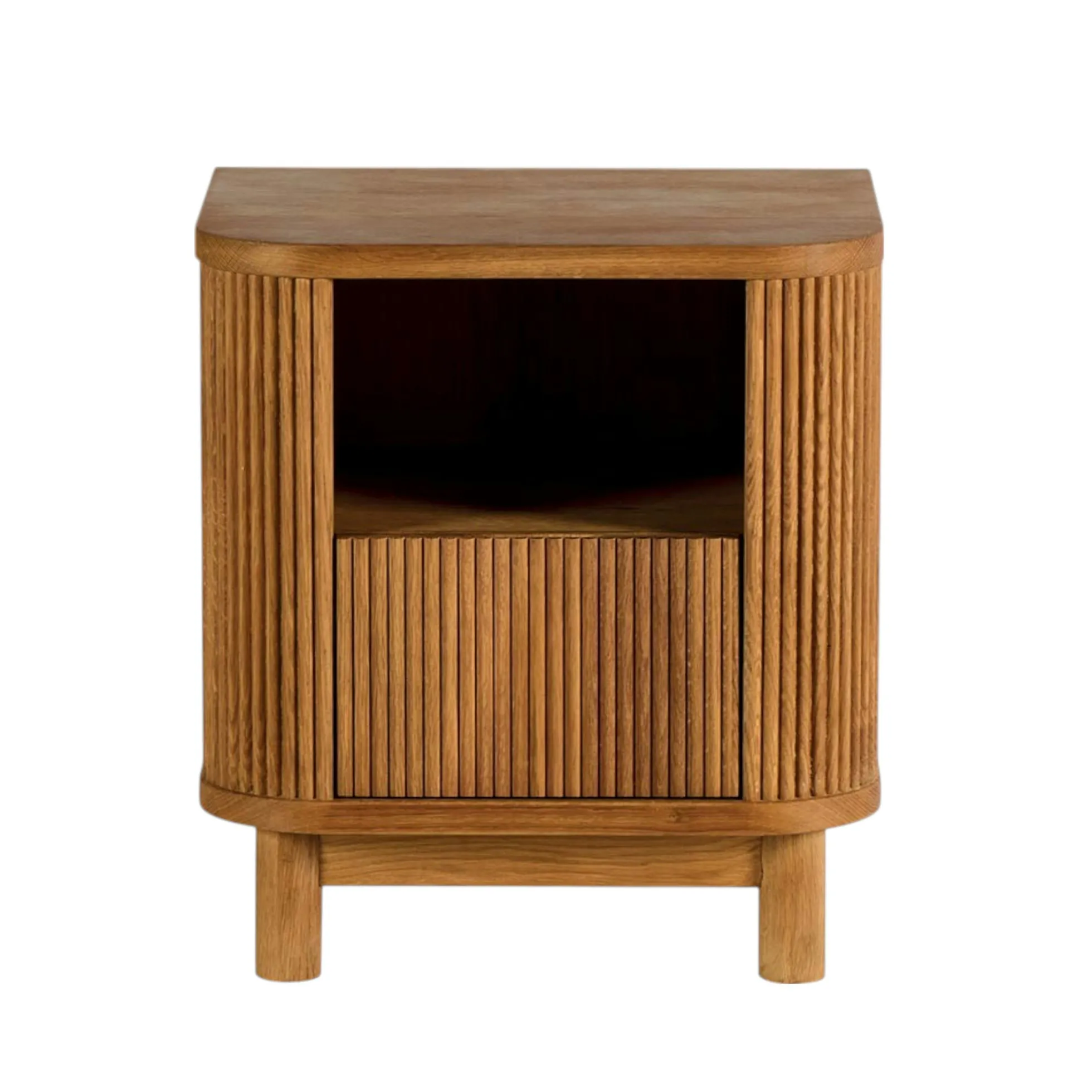 Table de nuit en bois - motif baguette, 1 tiroir IENA