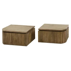 Table de nuit murale en bois de manguier motif baguette (lot de 2) DELHI