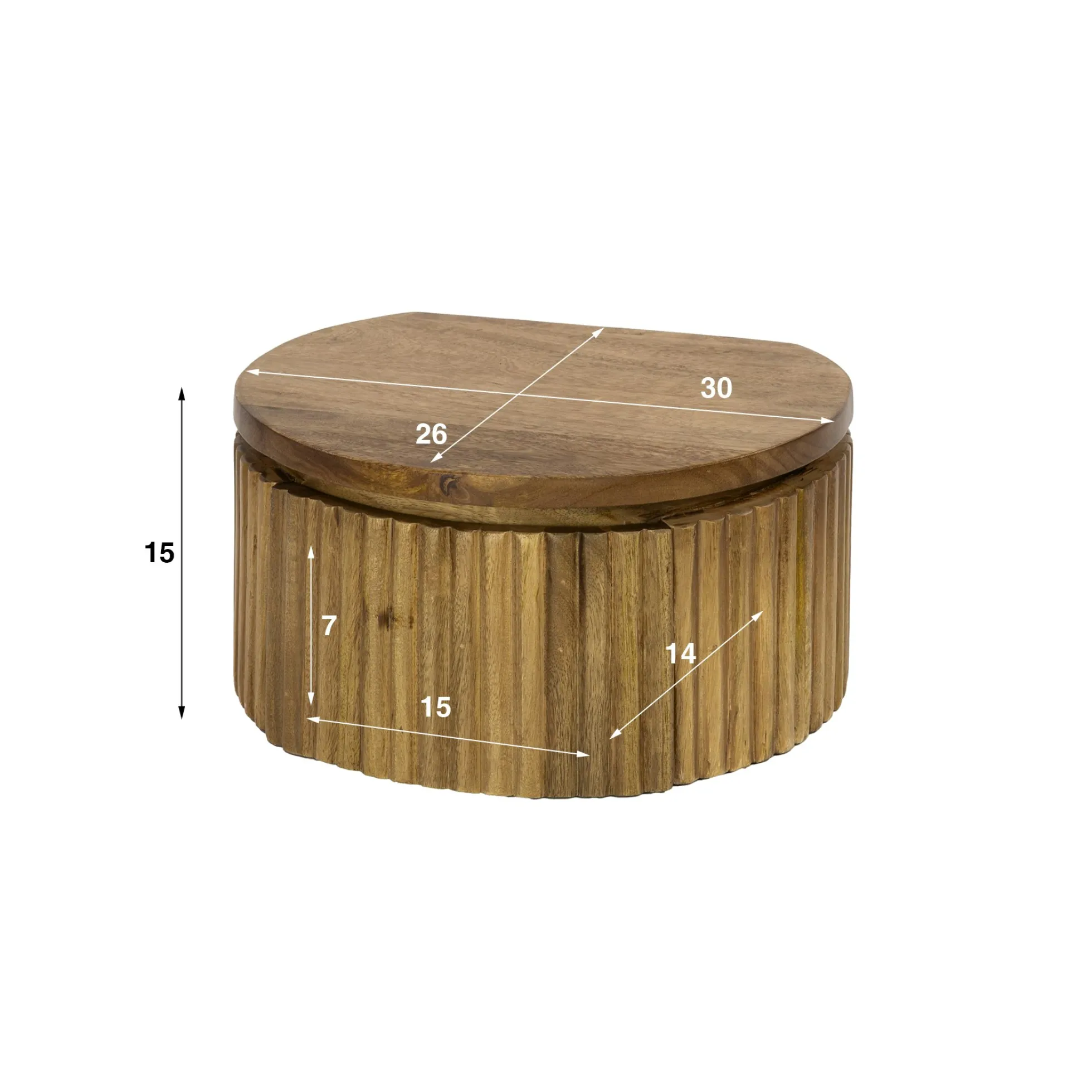 Table de nuit murale en bois rainuré – ronde, 30 cm DELHI